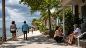 Residentes de Tampa se hidratan y buscan sombra durante un día de calor intenso