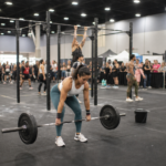 Atletas compitiendo en una exposición deportiva bajo techo en Tampa