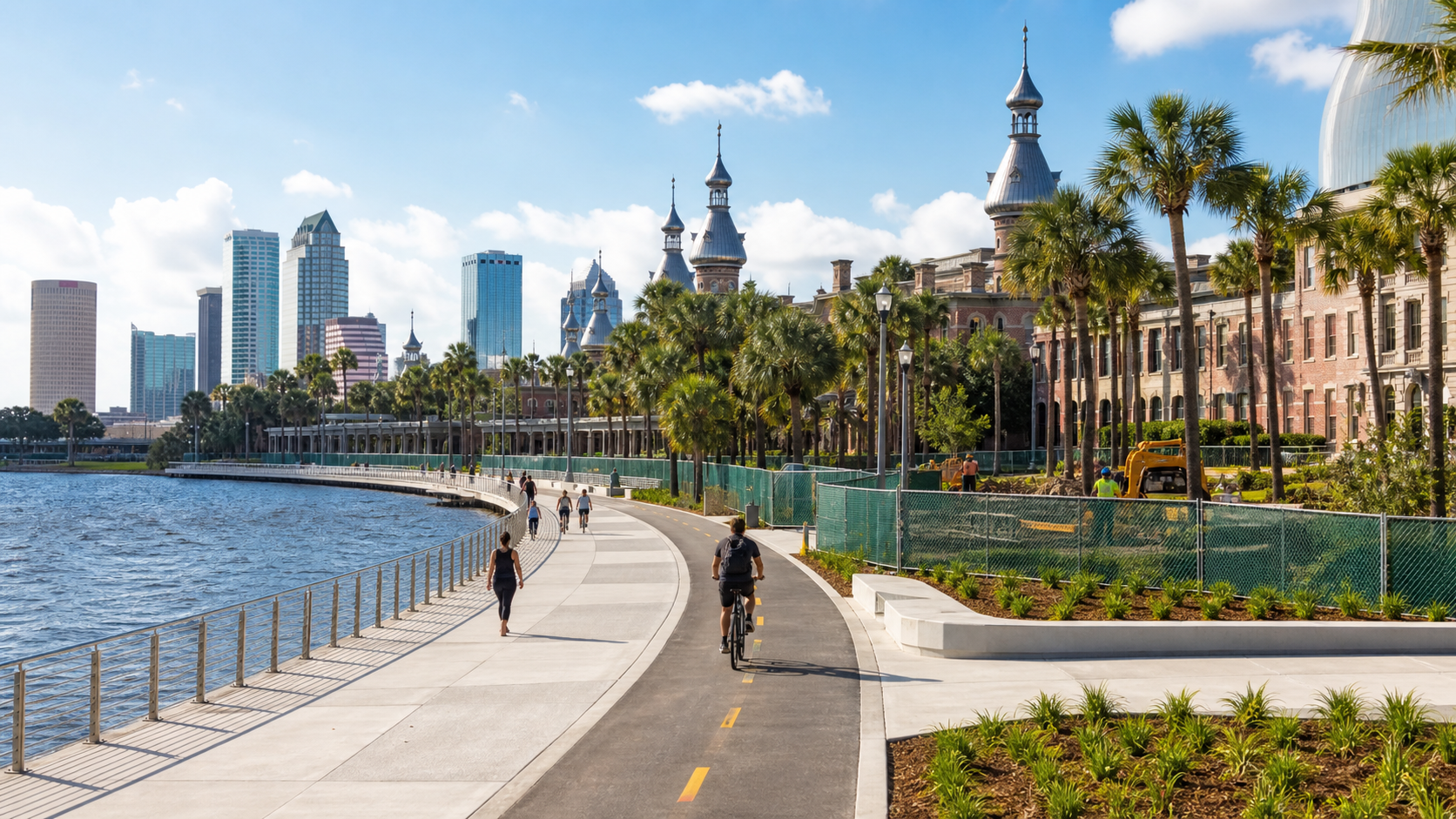 Nuevo tramo del West Riverwalk avanza junto a la Universidad de Tampa: abriría este año