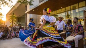 Familias disfrutan una presentación artística al aire libre en Tampa