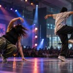 Bailarines participan en una competencia de baile urbano