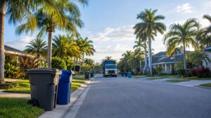 Camión de recolección de basura en un vecindario de Tampa
