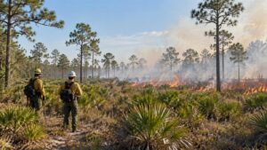 Quema prescrita supervisada en un paisaje natural de Florida